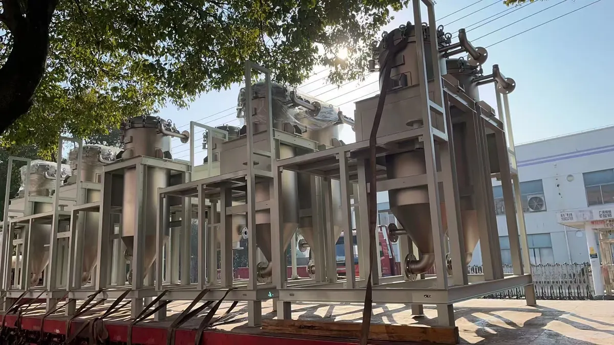 Bank of candle filter vessels loaded for shipment