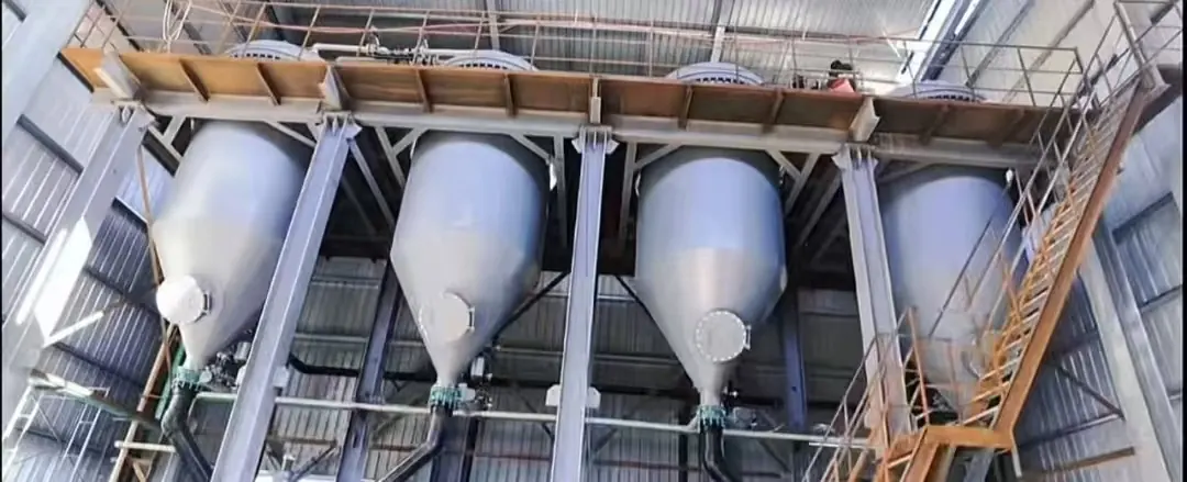 Large vertical candle filter vessel bank at an industrial site
